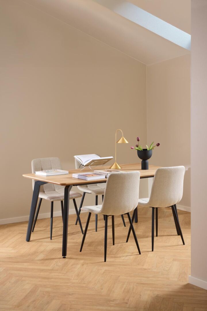 Eettafel Nieuwe Sfeer 90 x 75 CM Rond Eikenhout Staal Staal - Afbeelding 14