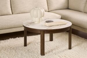 Salontafel Beige 90 CM Rond Eikenfineer