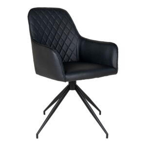 Harbo Dining Chair with Swivel - Chair with swivel in black PU with black legs HN1223