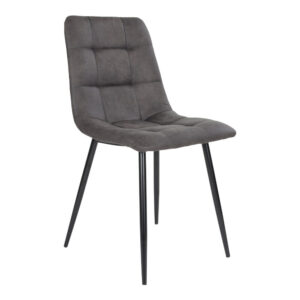 Middelfart Dining Chair - Chair in dark grey microfiber with black legs (set of 2)
