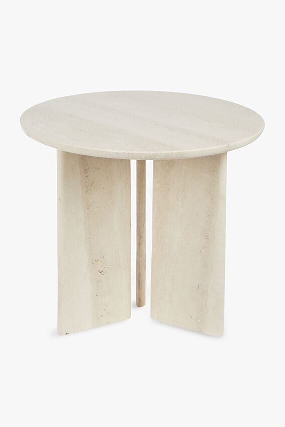 Bijzettafel Beige 45 CM Rond Travertin - Afbeelding 6