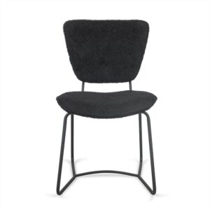 Eetkamerstoel Amy, zwarte stoffen zitting, set van 2. Stijlvolle stoel met metalen frame.