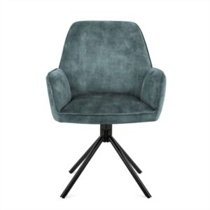 Eetkamerstoel Noah Adore Ocean: Stoffen stoel met draaivoet in oceaanblauwe kleur.