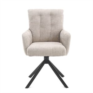 Eetkamerstoel Nobel Stoffen Zitting Toffee: Draaistoel met toffee kleurige stoffen bekleding.