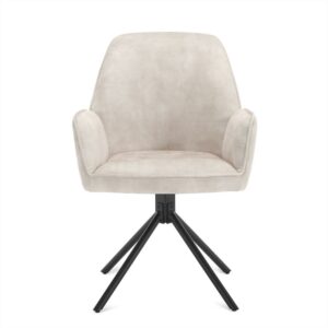 Eetkamerstoel Noah Stoffen Zitting Oester: comfortabele stoel met stoffen bekleding en draaibaar onderstel.