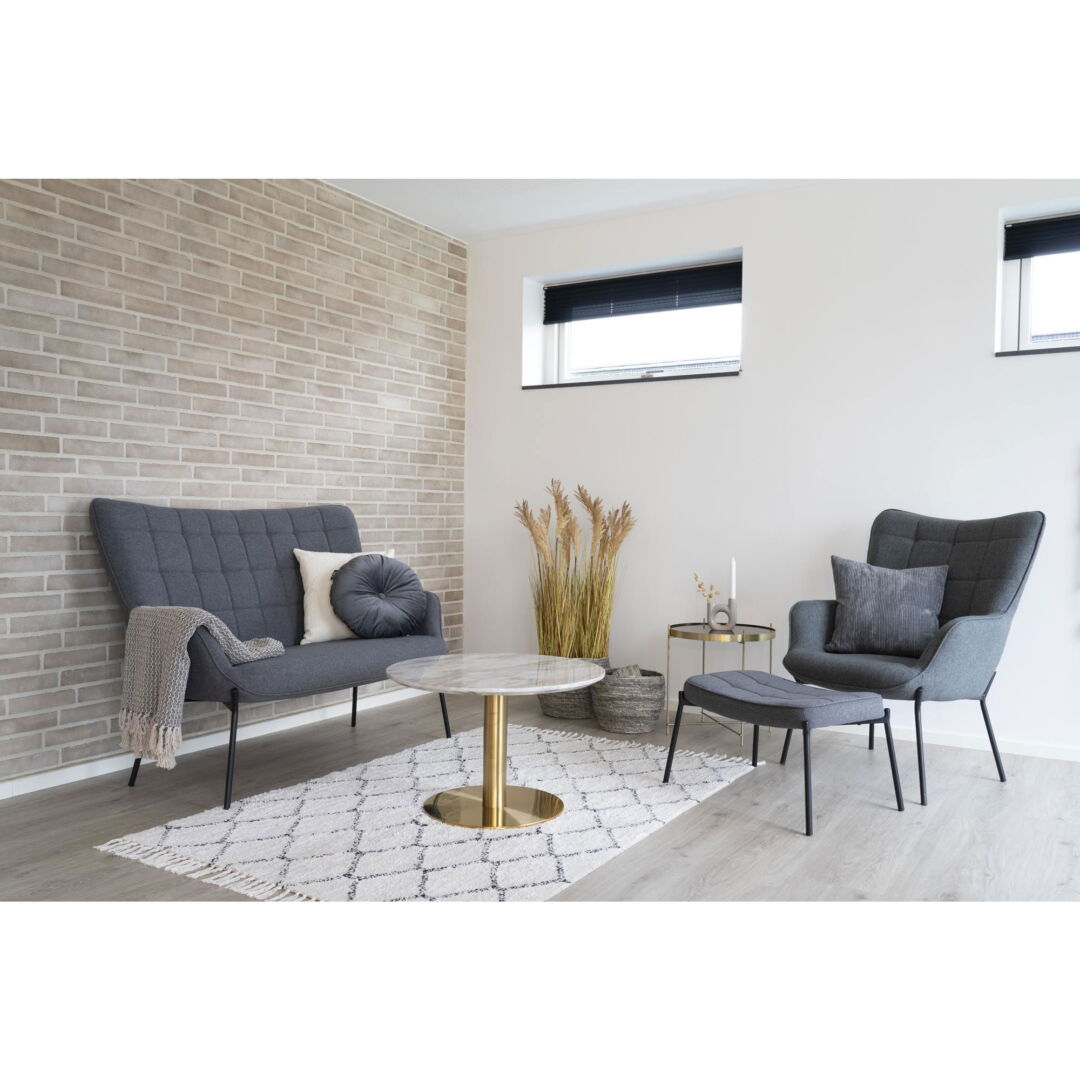 Salontafel Messing, Wit 70 x 45 CM Vierkant Staal - Afbeelding 8