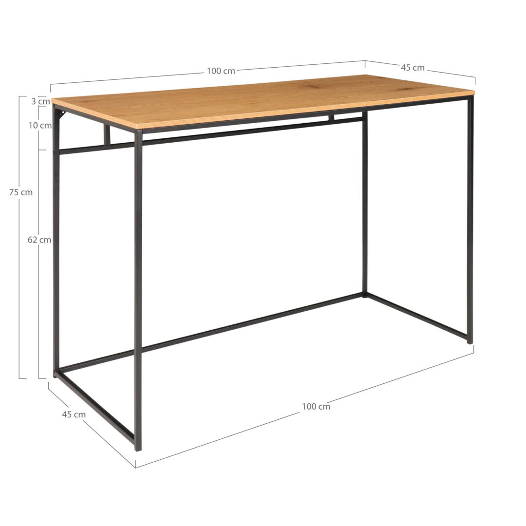 Bureau 100 x 45 x 75 Staal Zwart Eikenlook Industrieel - Afbeelding 6