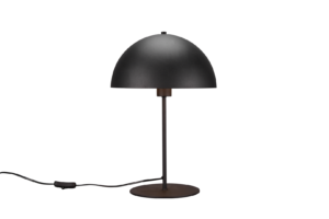 TRIO Tafellamp Nola: Zwarte tafellamp met koepelvormige kap en slanke voet.
