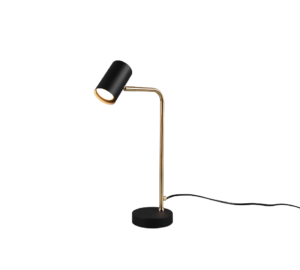 TRIO Tafellamp MARLEY: zwarte bureaulamp met gouden arm.