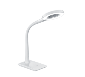 TRIO Lupo tafellamp: witte bureaulamp met LED-ringverlichting en flexibele arm.
