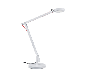 TRIO Tafellamp Amsterdam: Witte bureaulamp met verstelbare arm en ronde LED-verlichting.