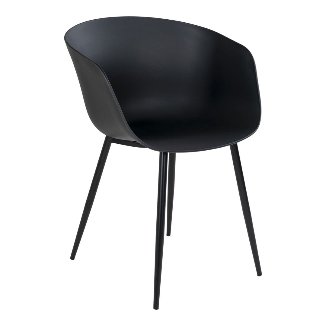 Roda Dining Chair - Chair in black with black legs (set of 2)