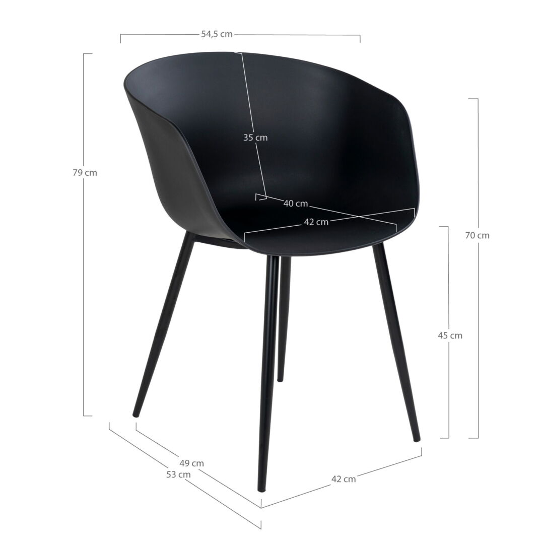 Roda Dining Chair - Chair in black with black legs (set of 2) - Afbeelding 5