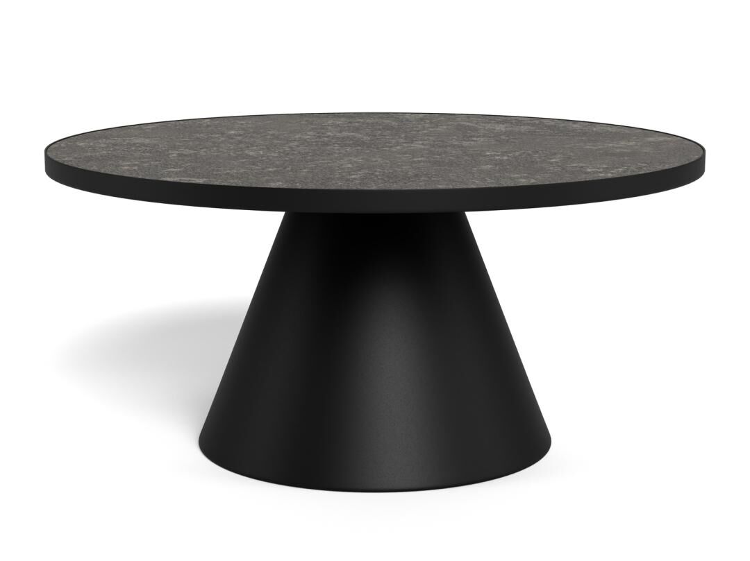 Salontafel Zwart 40 CM Rond Keramiek Glas - Afbeelding 3