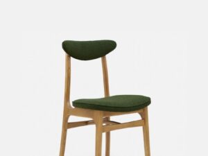 Eetkamerstoel 200-190 Bouclé Flesgroen met naturel houten frame.