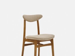 Eetkamerstoel 200-190 Bouclé Beige met donker houten frame.