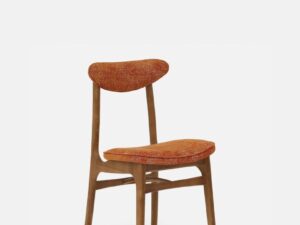 Eetkamerstoel 200-190 Marmer Oranje met donker houten frame en zitting.