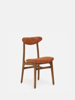 Eetkamerstoel 200-190 Marmer Oranje met donker houten frame en zitting.