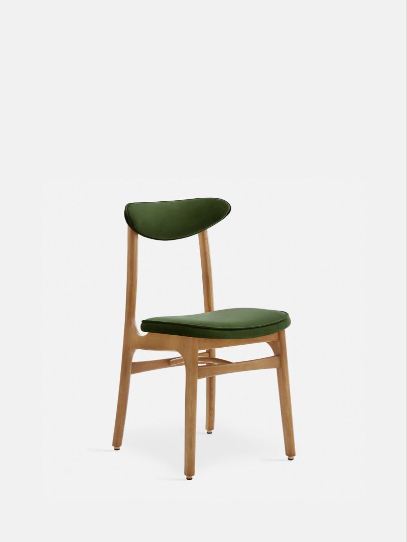 Eetkamerstoel 200-190 Fluweel Schildpad met naturel houten frame. Stijlvolle groene stoel.