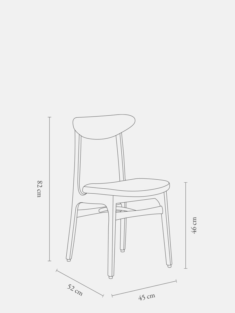Eetkamerstoel 200-190 Fluweel Schildpad met naturel houten frame, afmetingen: 82 cm hoog, 52 cm breed, 45 cm diep.