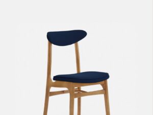 Eetkamerstoel 200-190 Fluweel Indigo met natuurlijk houten frame.
