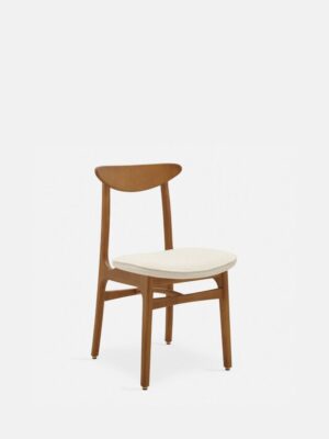 Eetkamerstoel 200-190 Mix Bouclé Crème met donker houten frame. Stijlvolle stoel voor de eetkamer.