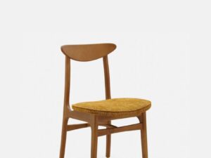 Eetkamerstoel 200-190 Mix Marmer Mosterd met donker houten frame.