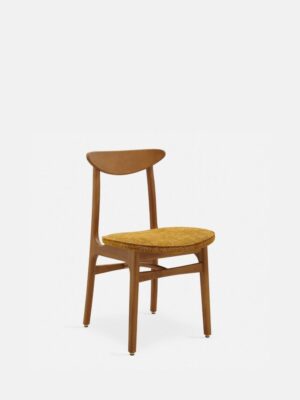 Eetkamerstoel 200-190 Mix Marmer Mosterd met donker houten frame.