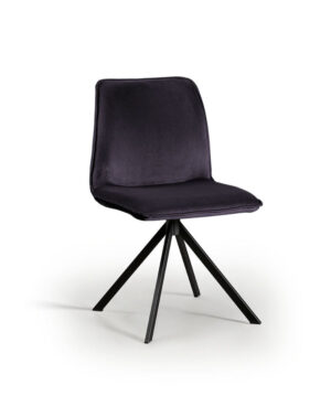 Eetkamerstoel Izola Juke Grafiet: stoffen zitting op zwart metalen onderstel.