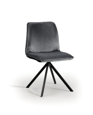Eetkamerstoel Izola Juke Grijs 65 met zwart onderstel. Grijze eetkamerstoel met een modern design.