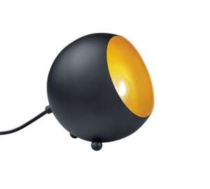 REALITY Tafellamp BILLY: Zwarte bolvormige tafellamp met gouden binnenkant