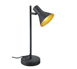 REALITY Tafellamp NINA: Zwarte bureaulamp met gouden binnenkant.