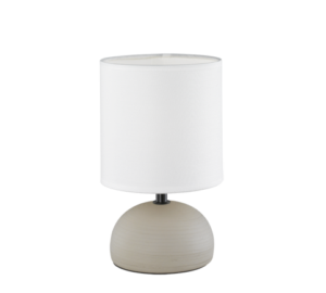 REALITY Tafellamp LUCI: Beige lampvoet met witte lampenkap.