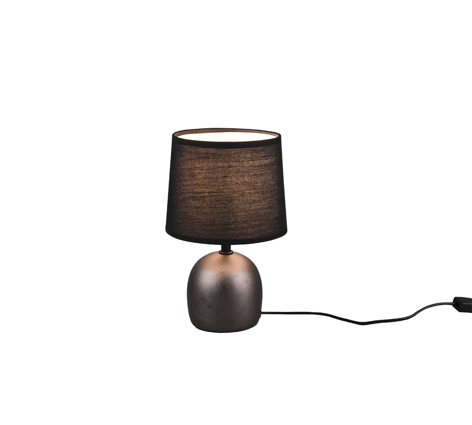 REALITY Tafellamp MALU: Tafellamp met zwarte lampenkap en bronzen voet.