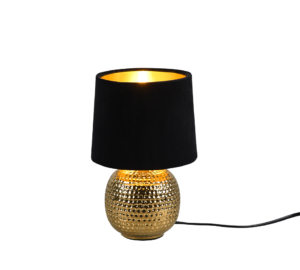 REALITY Tafellamp SOPHIA: Gouden tafellamp met zwarte lampenkap.