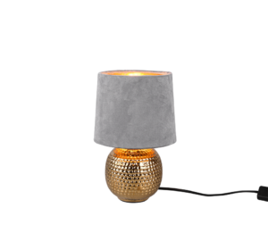 REALITY Tafellamp SOPHIA: Gouden tafellamp met grijze lampenkap