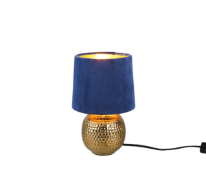 REALITY Tafellamp SOPHIA: Gouden lampvoet met marineblauwe lampenkap