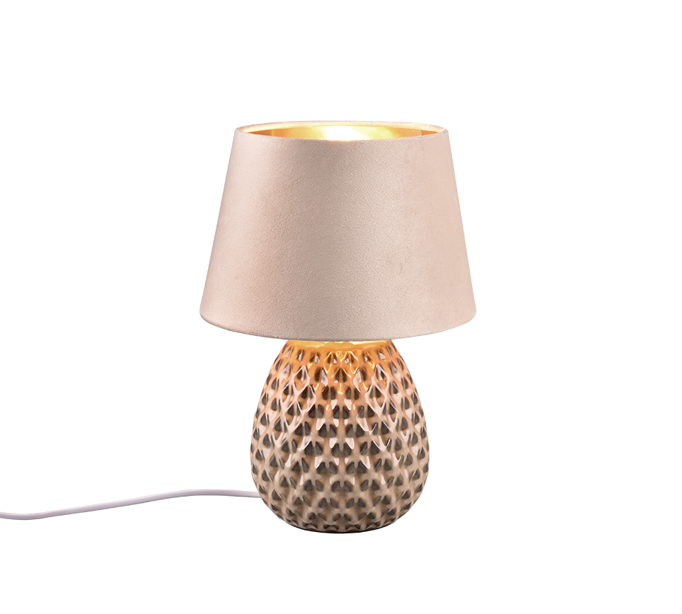 REALITY Tafellamp ARIANA: Tafellamp met patroonvoet en beige lampenkap