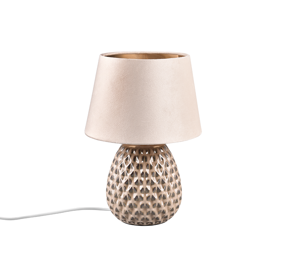 REALITY Tafellamp ARIANA: Beige tafellamp met textuurvoet en lampenkap