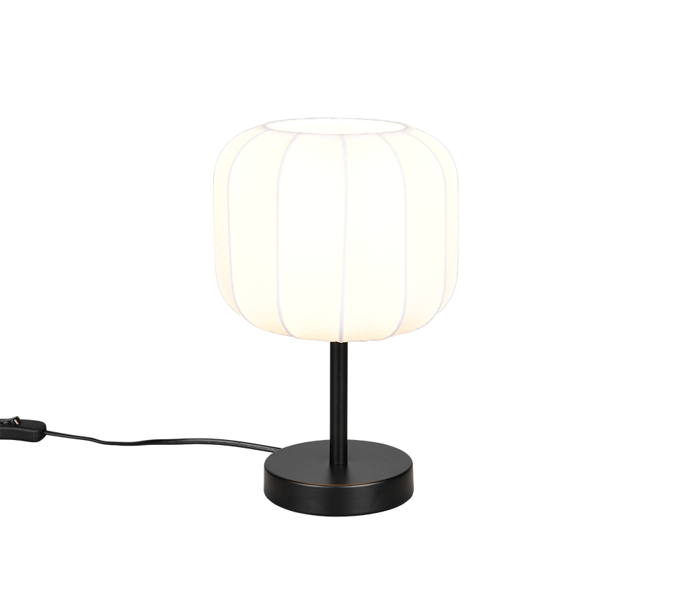 REALITY Tafellamp MADELINE: Witte tafellamp met zwarte voet.