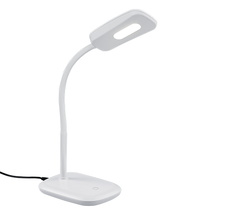 REALITY Tafellamp BOA: Witte LED bureaulamp met flexibele zwanenhals.