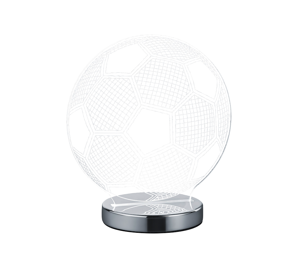 REALITY Tafellamp BALL: Voetbalvormige lamp met chromen voet