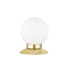 REALITY Tafellamp PRINCESS: Gouden tafellamp met witte bolvormige lampenkap.