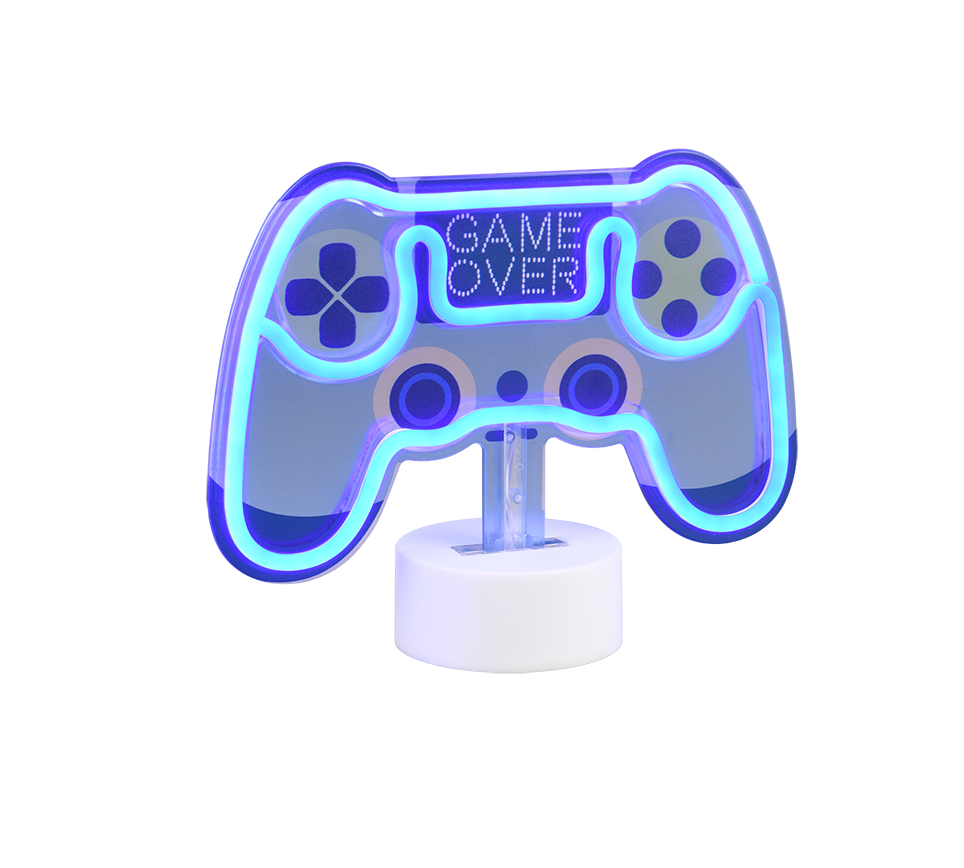 REALITY Tafellamp CONTROL: Neon game controller lamp met "Game Over" tekst.