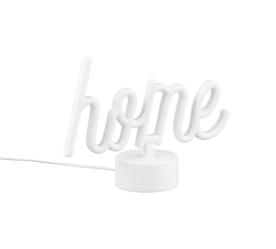 REALITY Tafellamp CASA: Witte neon "home" lamp voor een gezellige sfeer in huis.