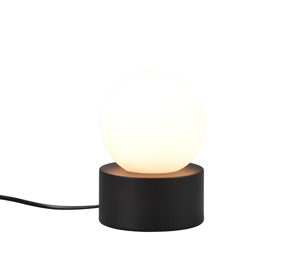 REALITY Tafellamp COUNTESS: Bolvormige lamp op een zwarte voet.