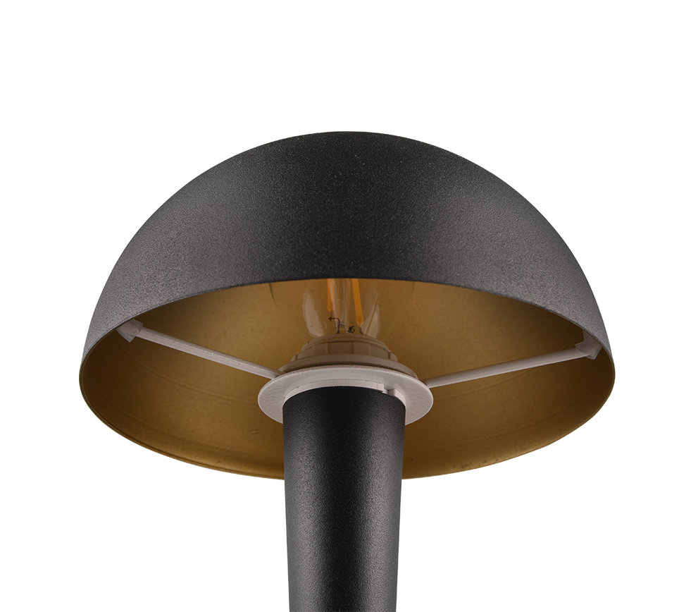 REALITY Tafellamp CANARIA: Zwarte tafellamp met gouden binnenkant voor sfeervolle verlichting.