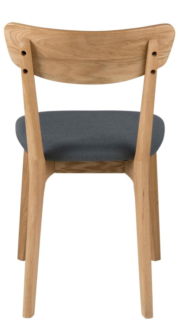 Taxi eetkamerstoel (set van 2): Houten stoel met grijze stoffen zitting.