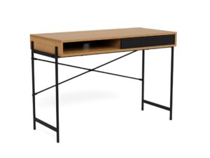 Bureau 110 x 50 x 75 Eiken Zwart Schuifdeur Kabeldoorvoer