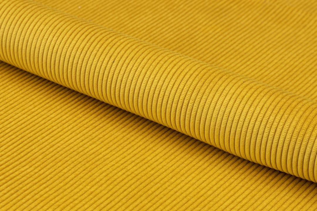 Mosterdgele ribstof, mogelijk bekleding voor Eris eetkamerstoel (set van 2)